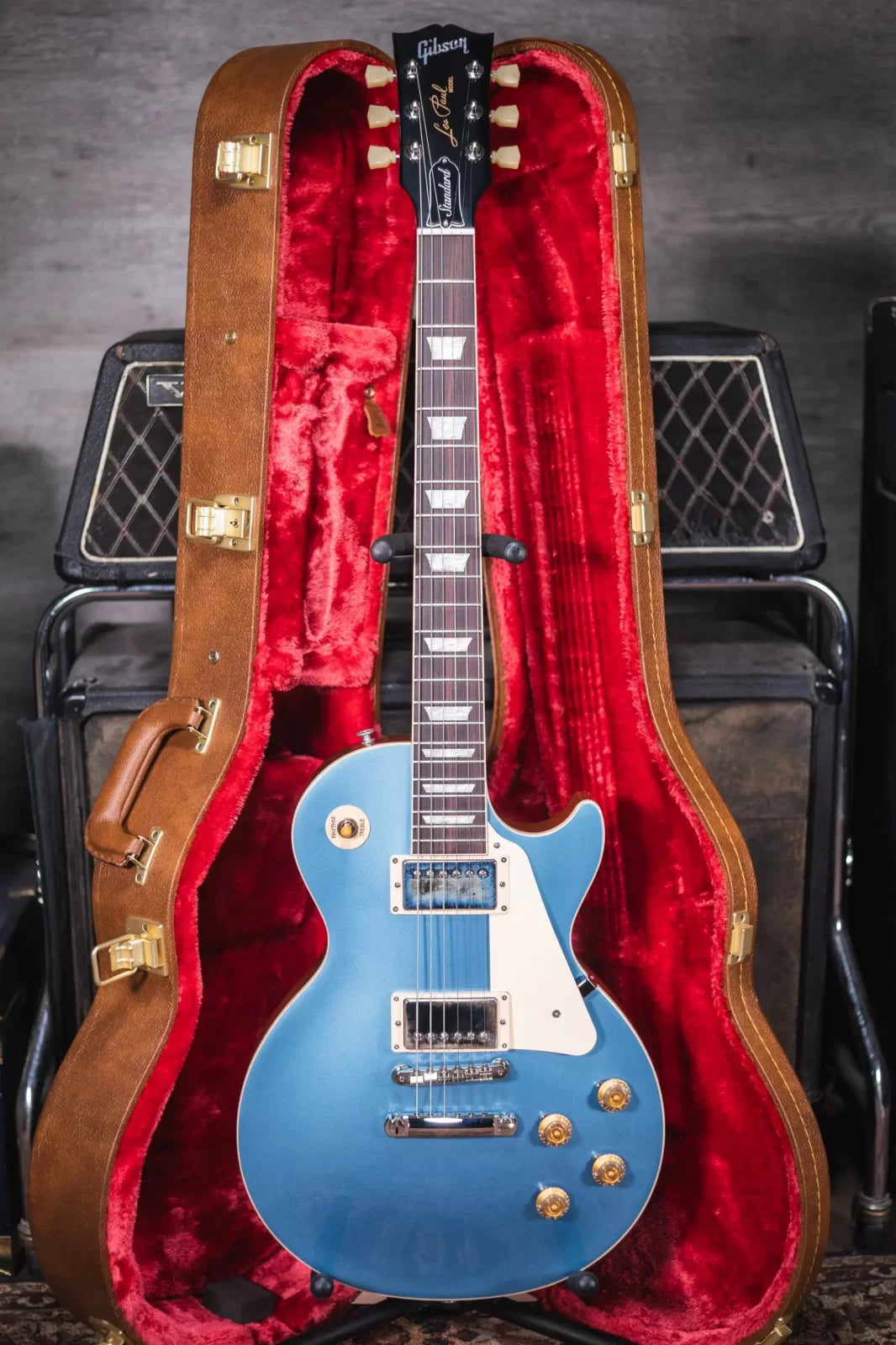 Gibson Les Paul Standard 50s Plain Top - Pelham Blue Top with Hardshell Case - Floor Model