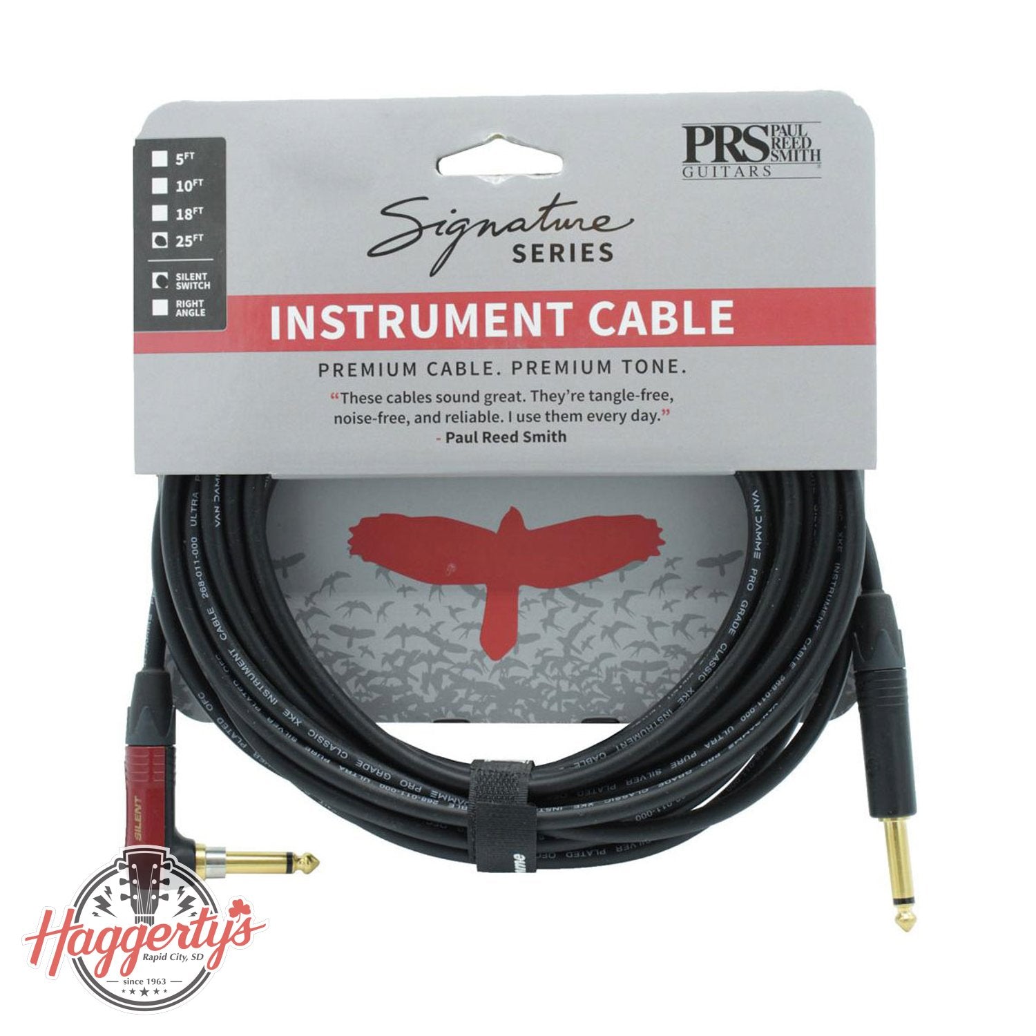 PRS 25ft Signature Instrument Cable Silent Straight/Right