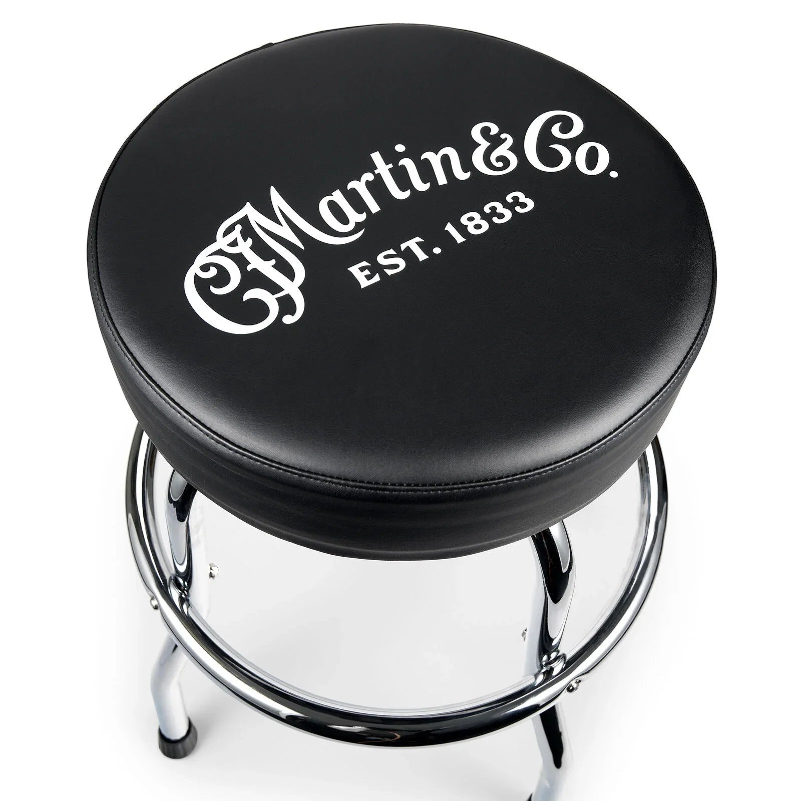 Martin White Embossed Logo Barstool - Chrome
