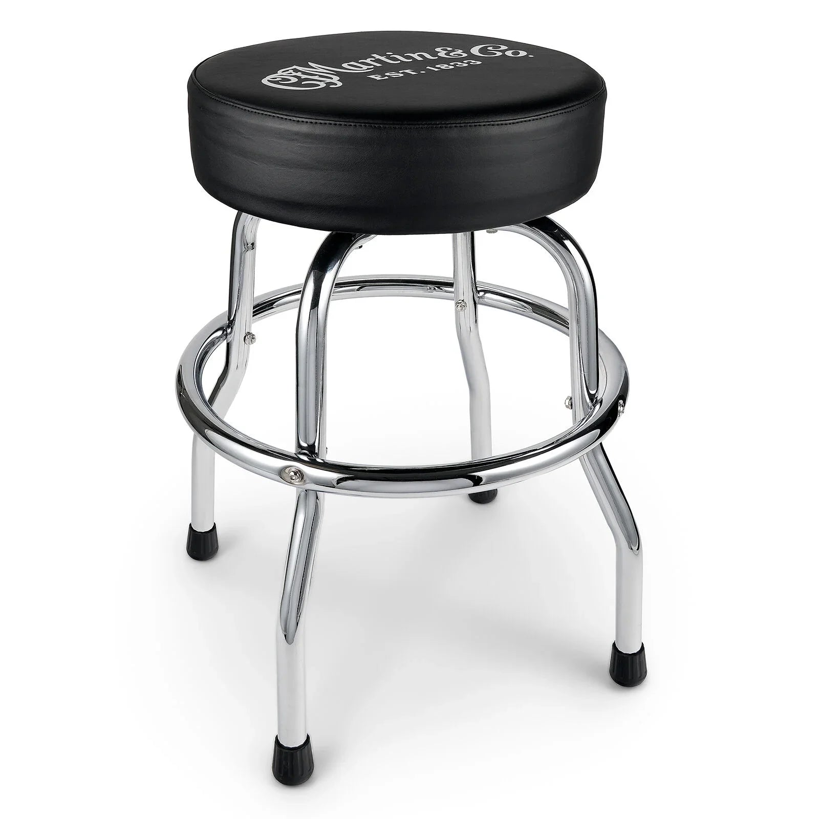 Martin White Embossed Logo Barstool - Chrome