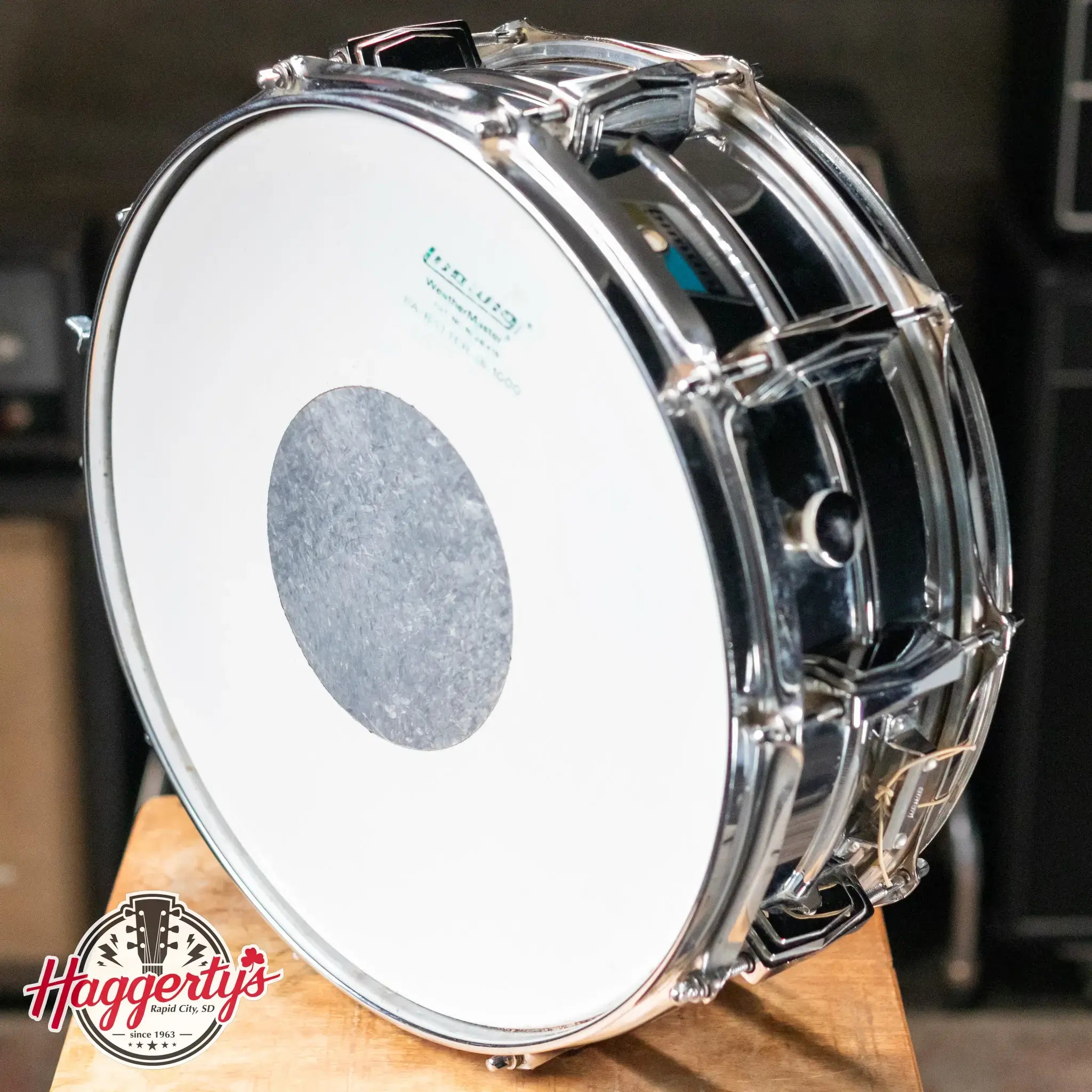 1972 Ludwig Supraphonic Olive/Blue Badge Snare Drum With Vintage Case
