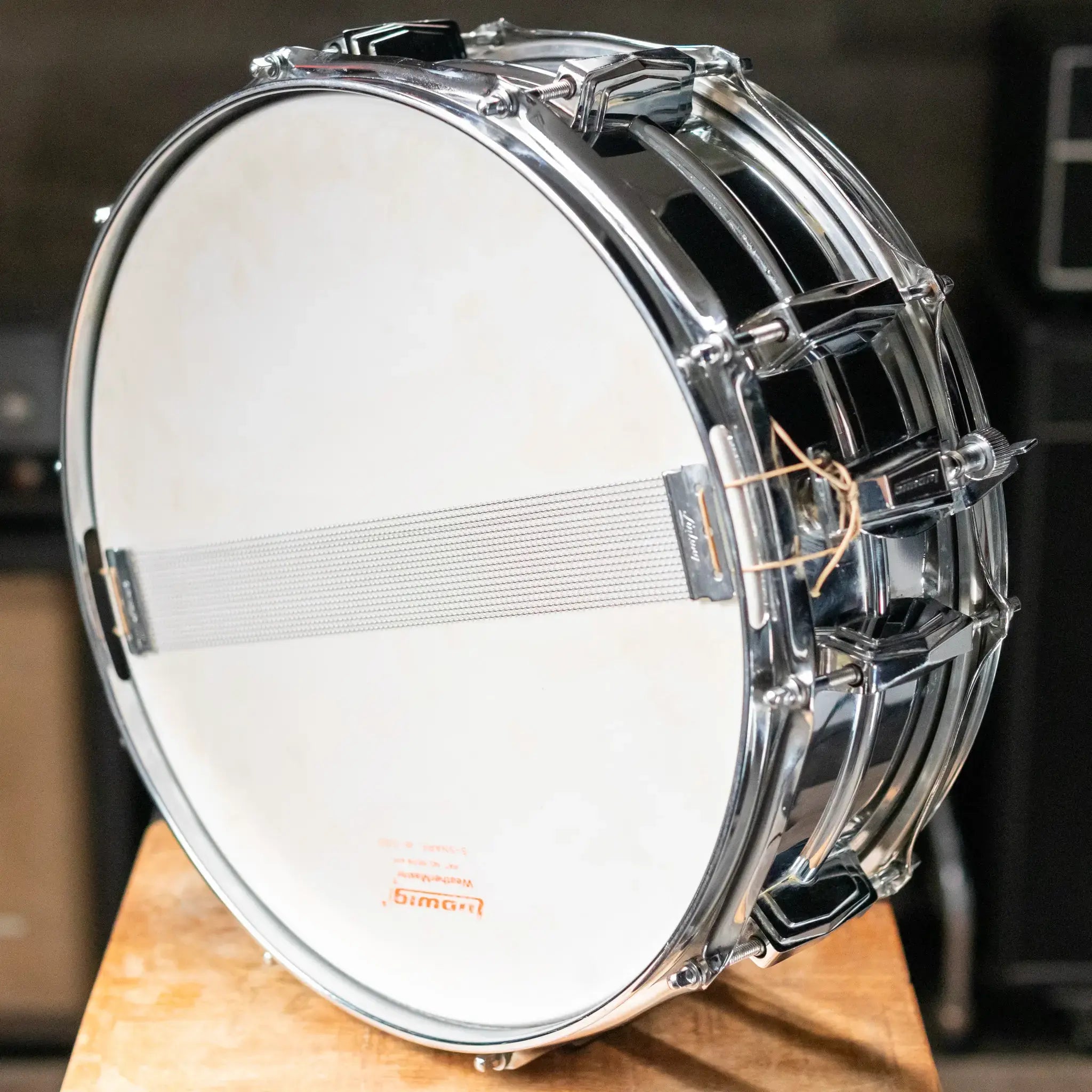 1972 Ludwig Supraphonic Olive/Blue Badge Snare Drum With Vintage Case