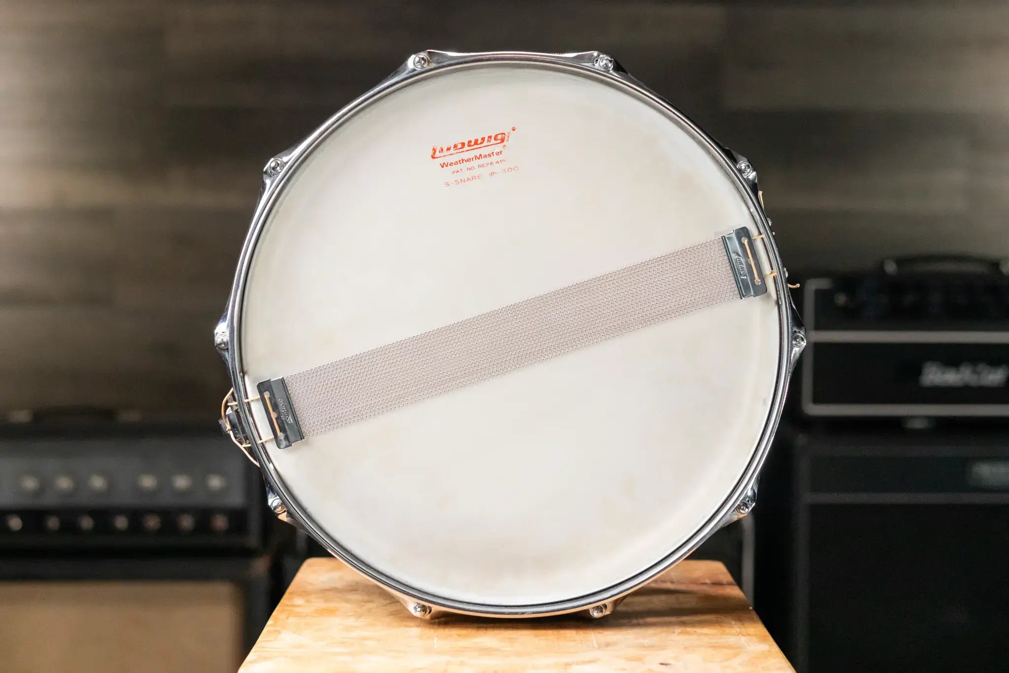 1972 Ludwig Supraphonic Olive/Blue Badge Snare Drum With Vintage Case