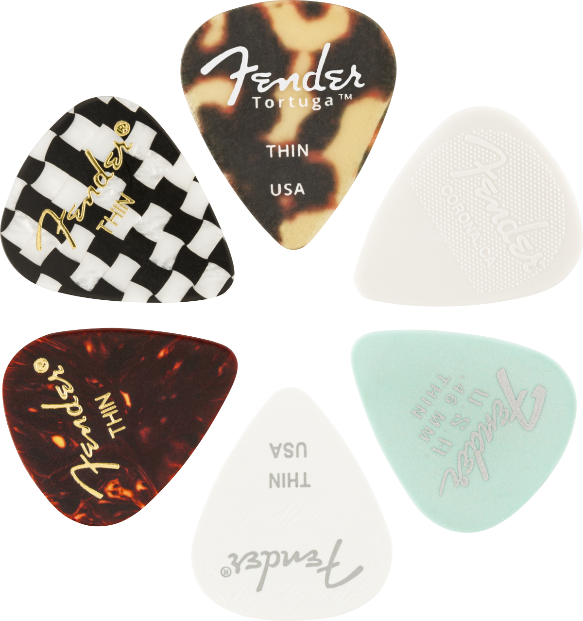 Fender 351 Shape Material Medley Thin - 6 Pick Set