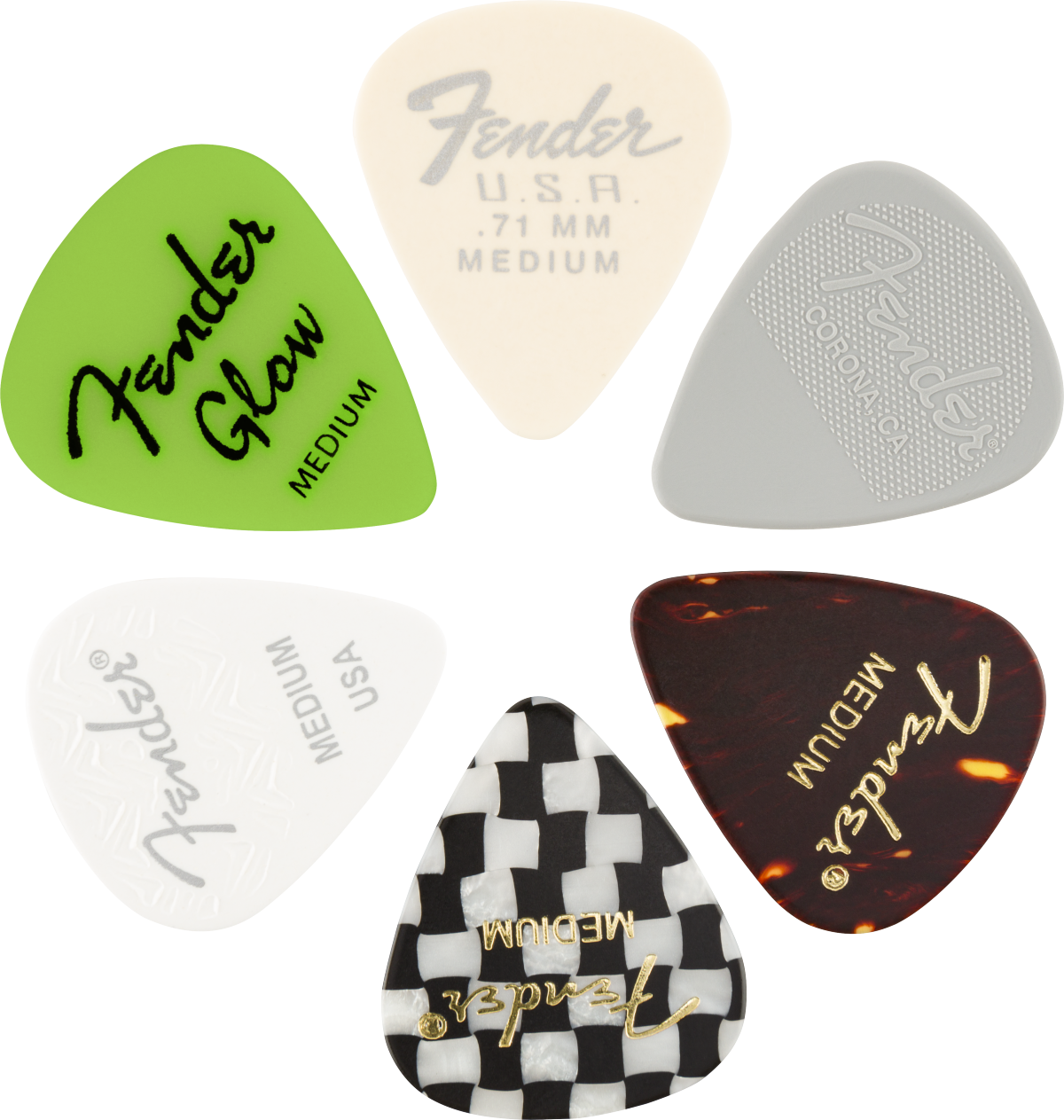Fender 351 Shape Material Medley Medium - 6 Pick Set