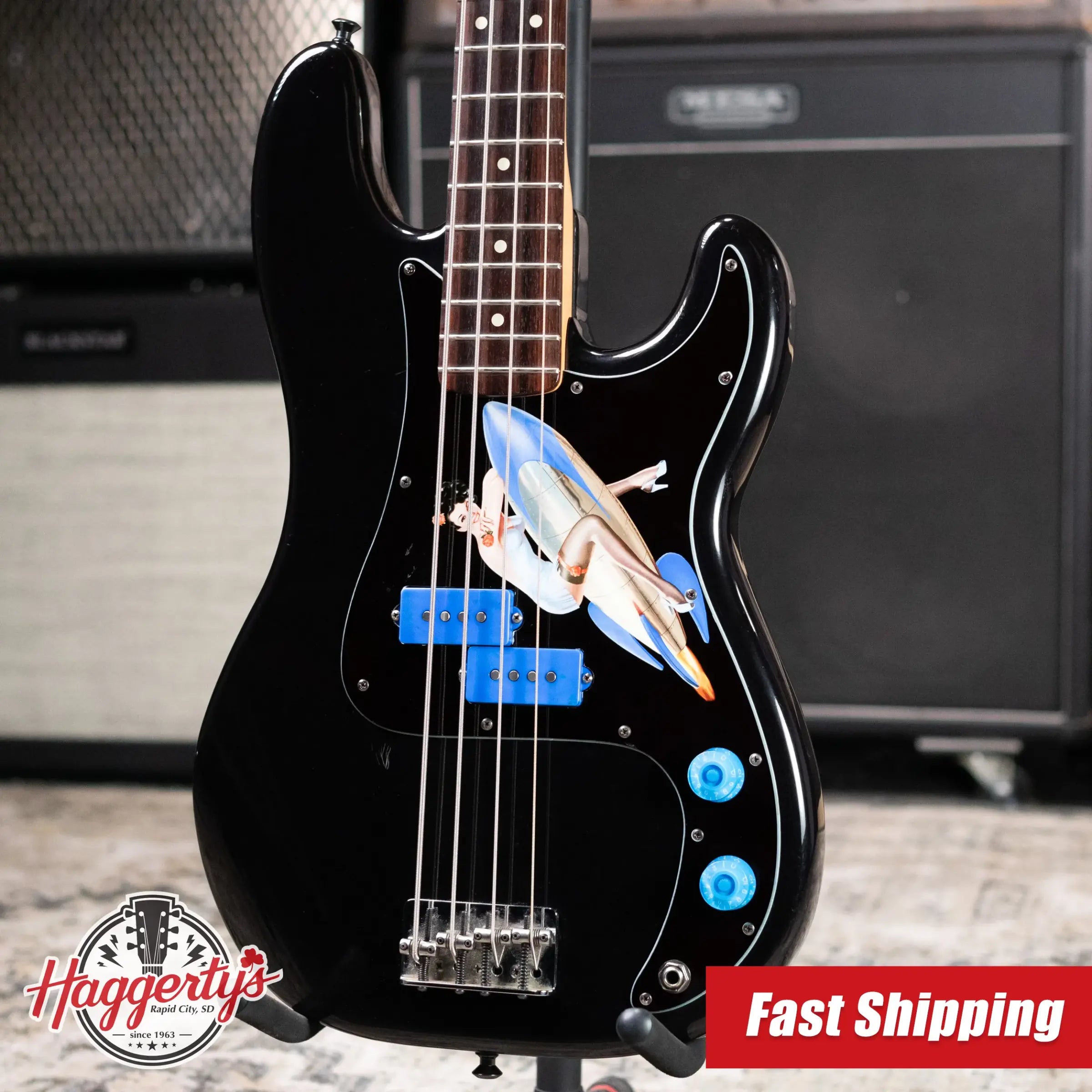 1995 50th Anniversary Fender American Standard Precision Bass with Lollar pickups - Black with Hardshell Case - Used