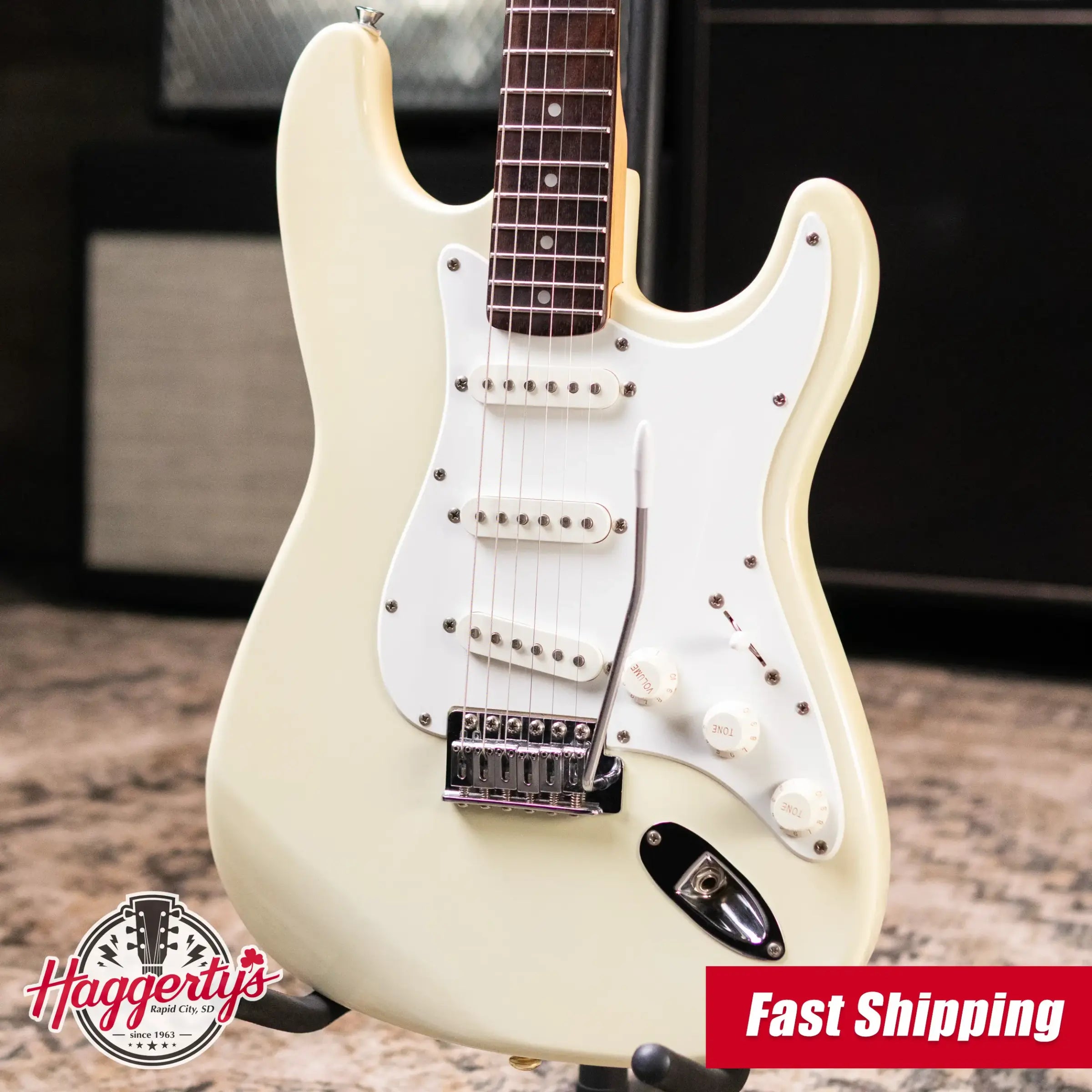 Squier 1995 Standard Stratocaster with Rosewood Fretboard Made in Korea, Olympic White - Used