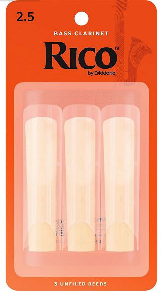 Rico Bass Clarinet Reeds Strength 2.5 3 Pack