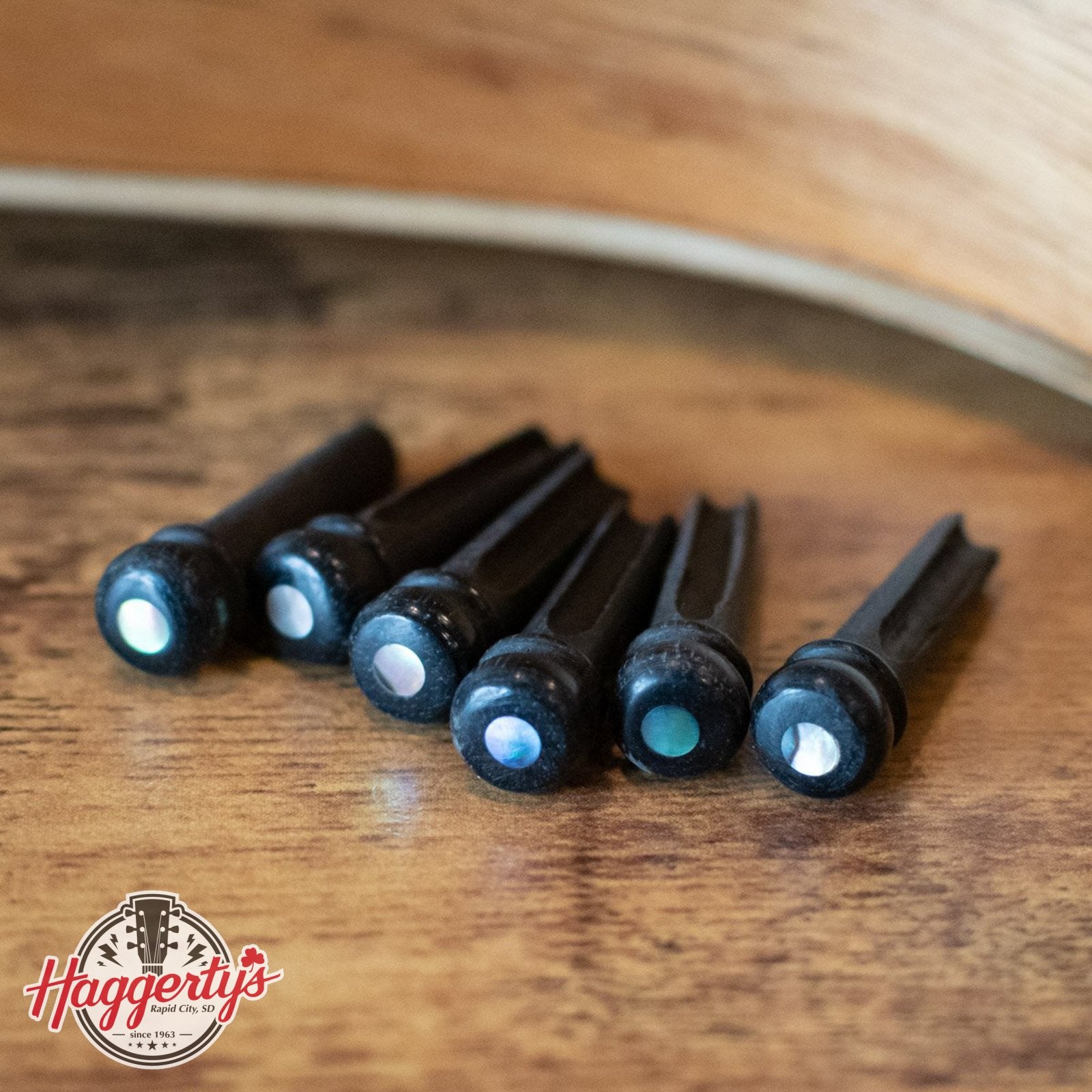 Taylor Bridge Pins, Ebony with Abalone Dots
