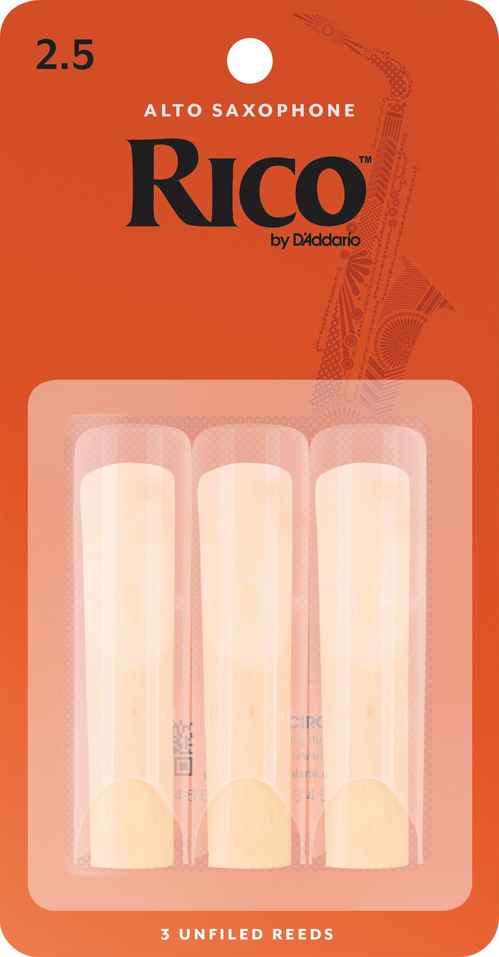 Rico Alto Saxophone Reeds Strength 2.5 3 Pack