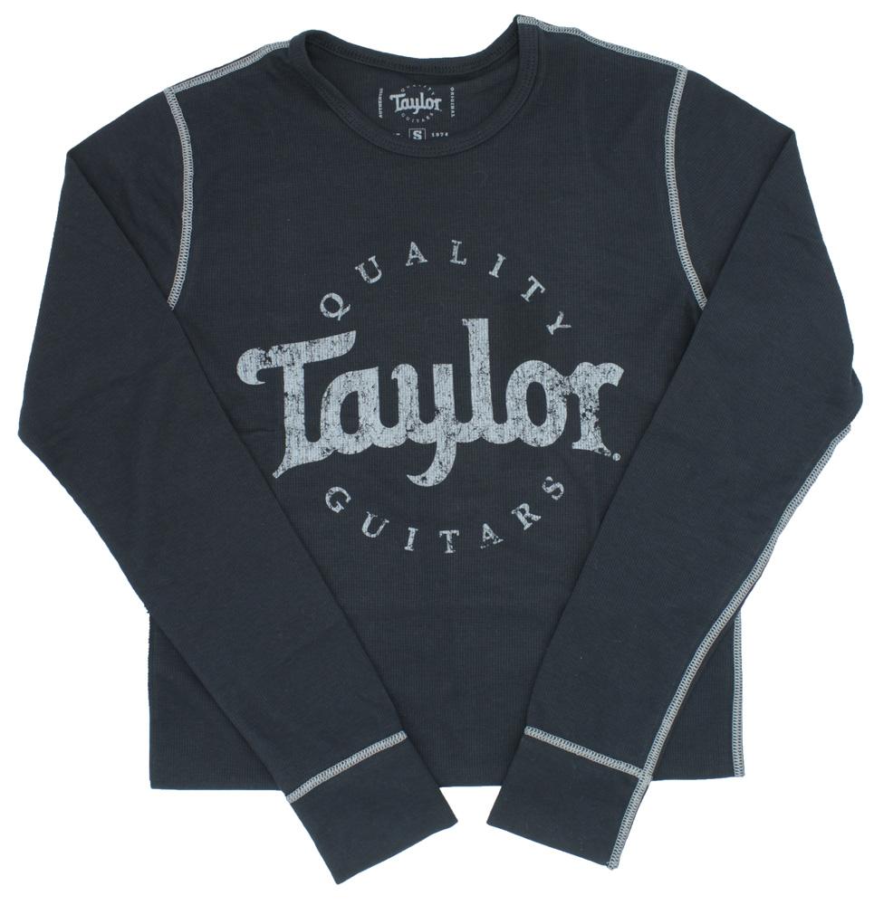 Taylor Mens Long Sleeve Thermal Shirt Aged Logo Black - XL