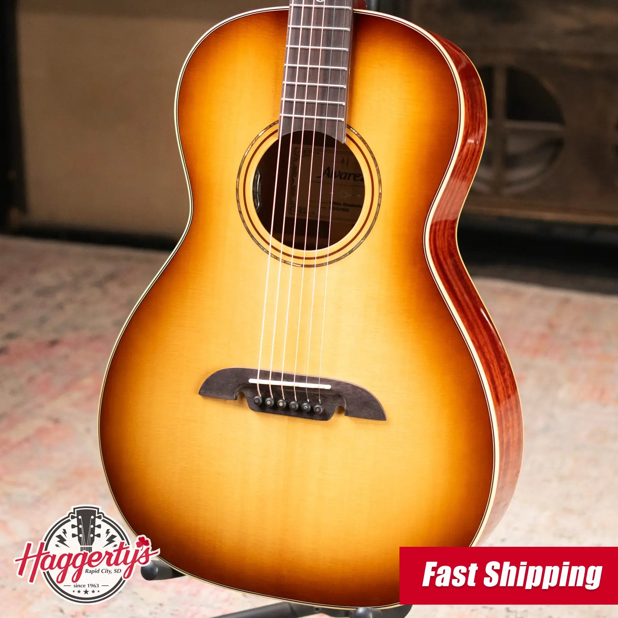 Alvarez Masterworks MP60e Parlor Acoustic/Electric Guitar - Shadowburst with Hardshell Case