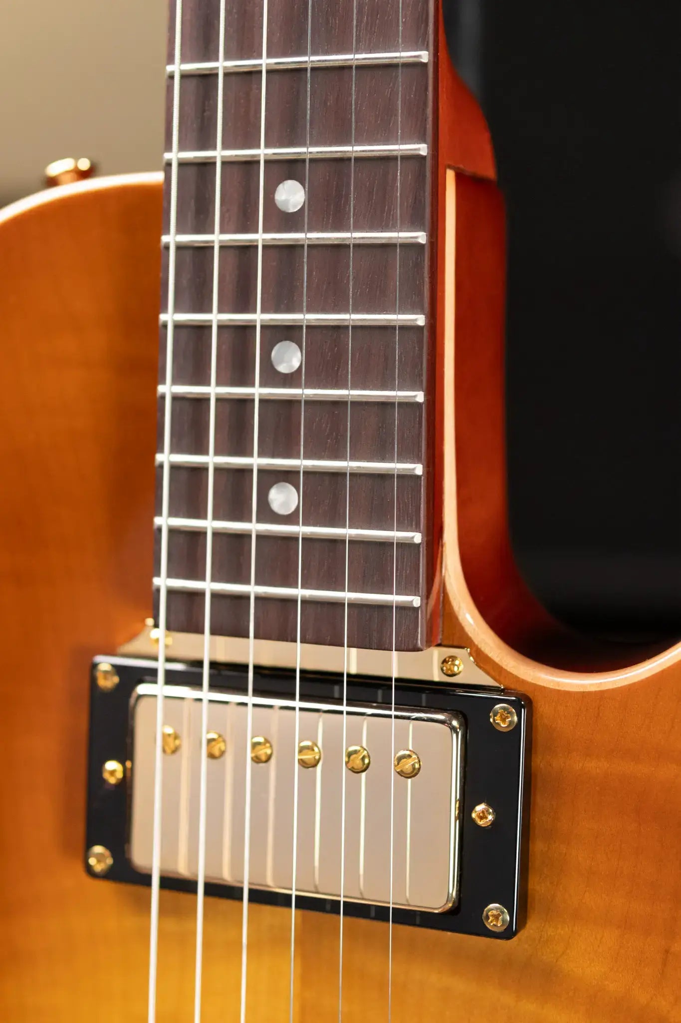 B&G Crossroads Little Sister Cutaway with Humbuckers Semi-Hollow Electric Guitar - Honey Burst with Private Stock Hardshell Case