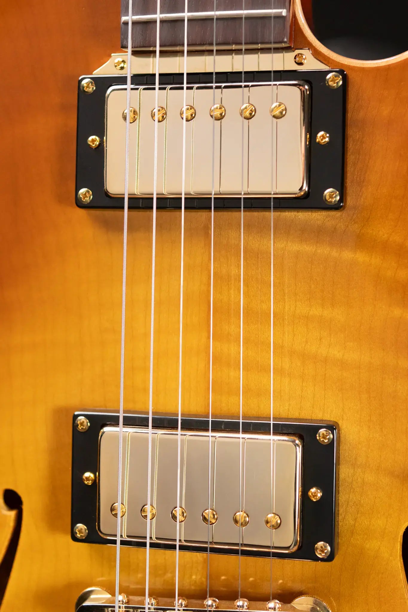 B&G Crossroads Little Sister Cutaway with Humbuckers Semi-Hollow Electric Guitar - Honey Burst with Private Stock Hardshell Case