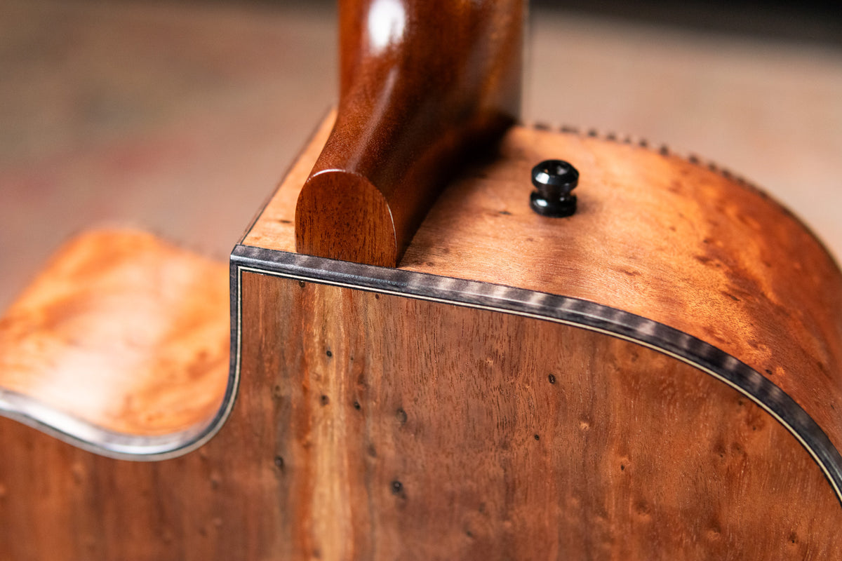Beard Custom Shop Legacy E Round Neck Acoustic Guitar - Natural Curly Walnut with Hardshell Case