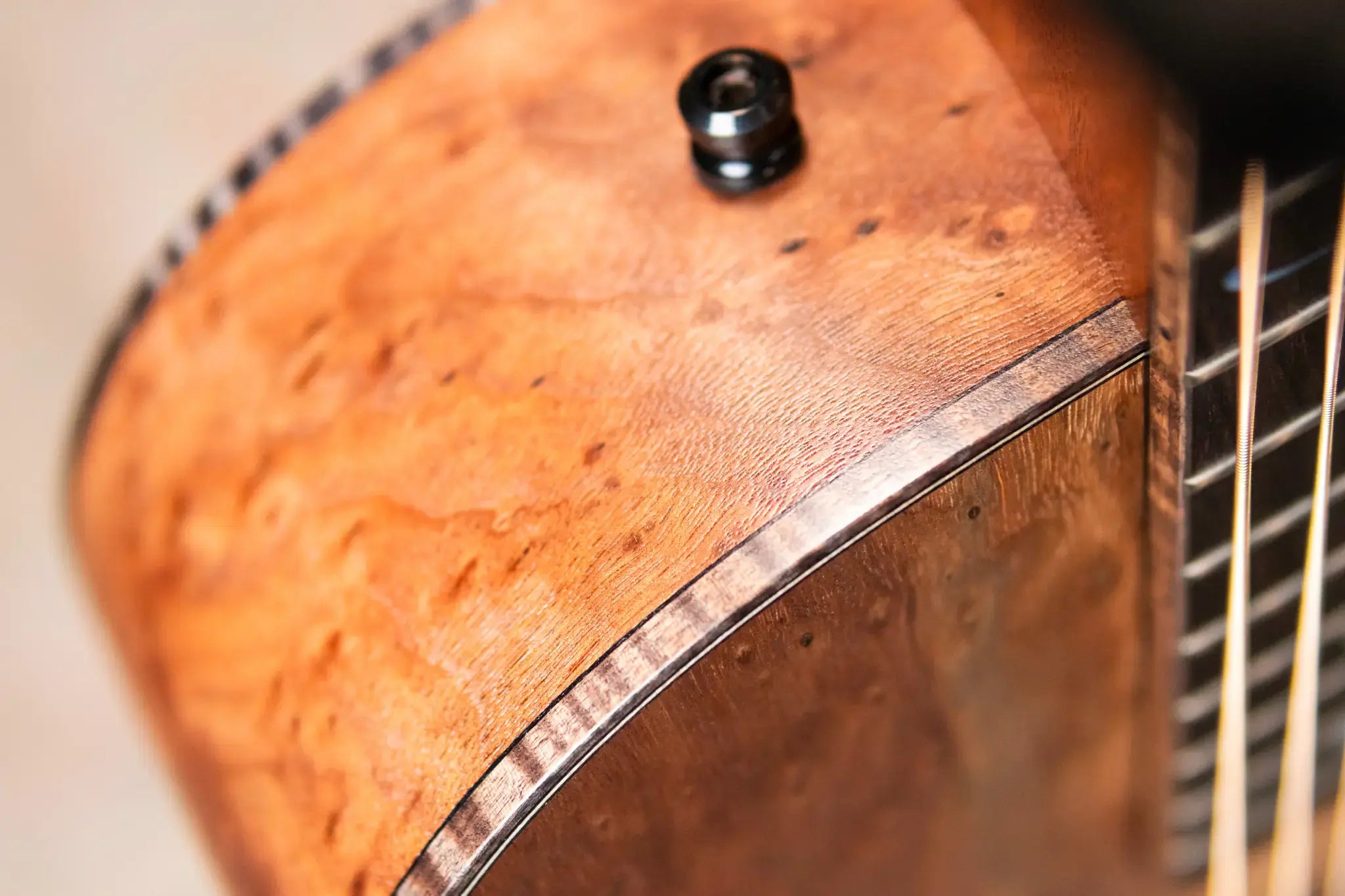 Beard Custom Shop Legacy E Round Neck Acoustic Guitar - Natural Curly Walnut with Hardshell Case