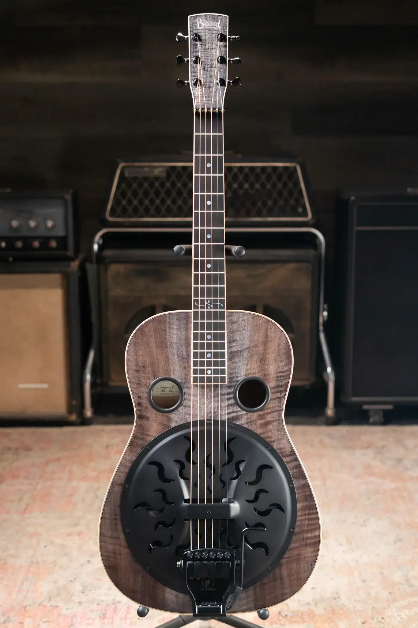 Beard Legacy-E HipShot DoubleShot Square Neck Resonator Guitar - Black Ice 2-Tone Custom Horse Chestnut with Hardshell Case