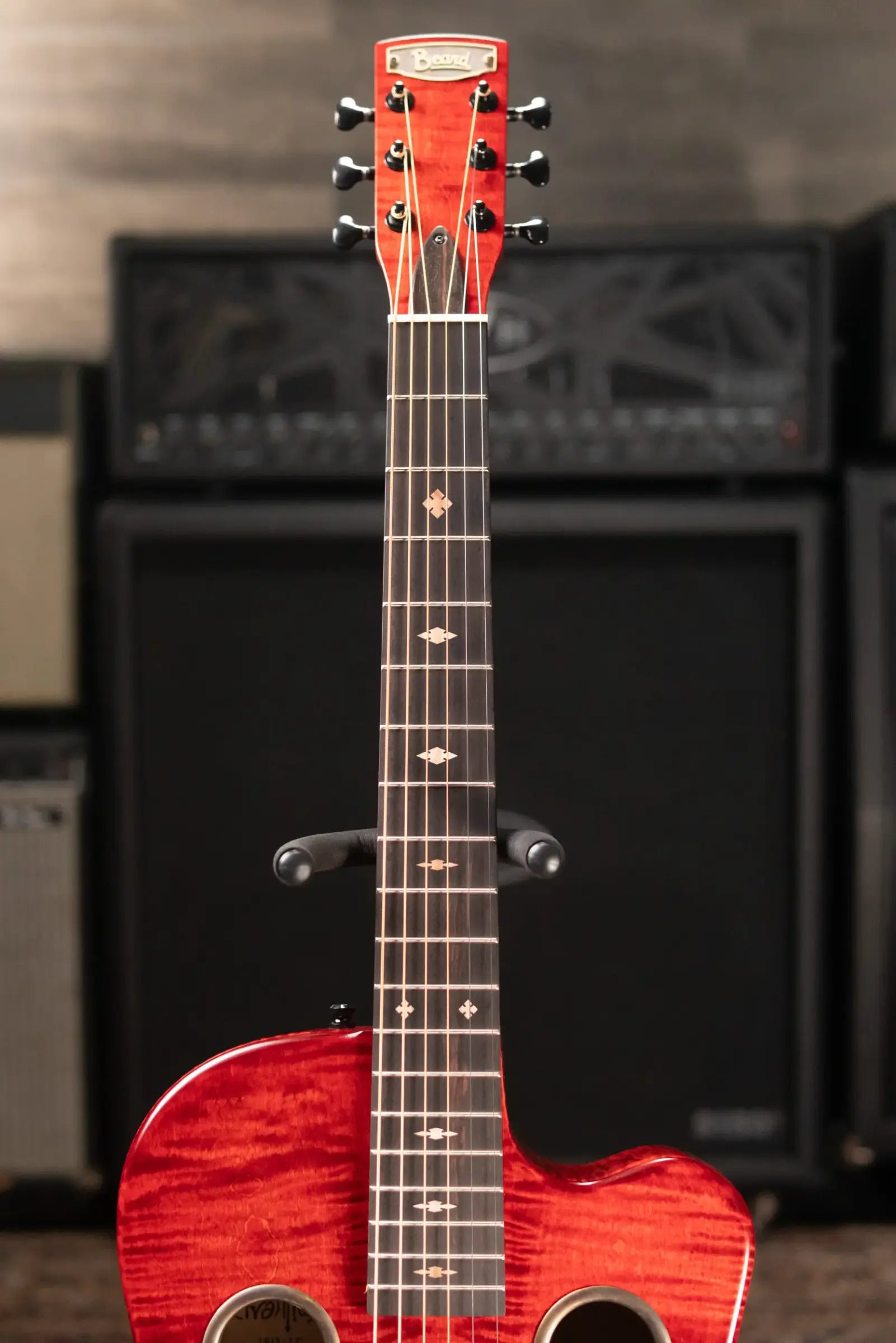 Beard Trailhead E RN Acoustic/Electric Resonator - Scarlet Satin with Hardshell Case