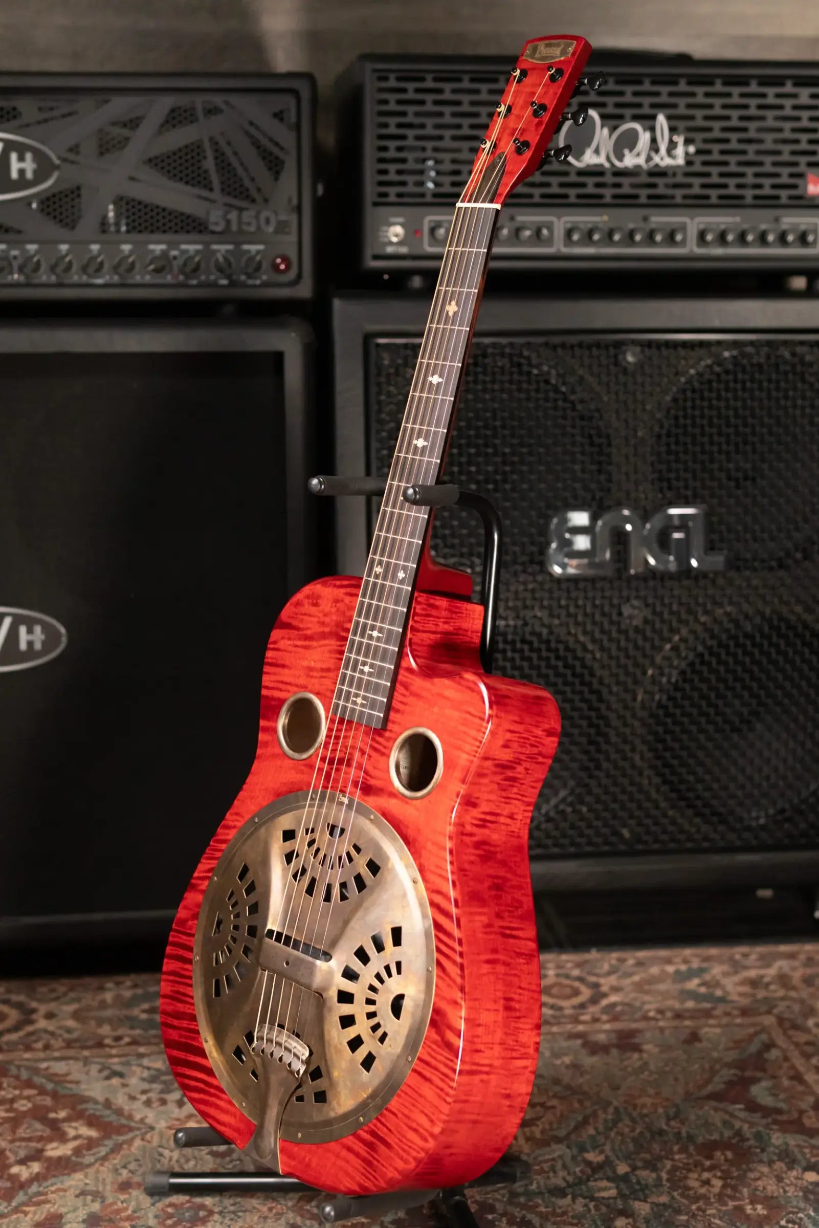 Beard Trailhead E RN Acoustic/Electric Resonator - Scarlet Satin with Hardshell Case