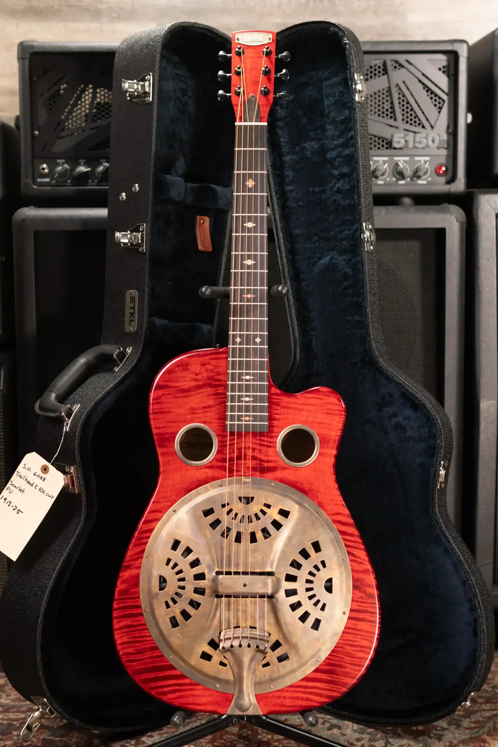 Beard Trailhead E RN Acoustic/Electric Resonator - Scarlet Satin with Hardshell Case