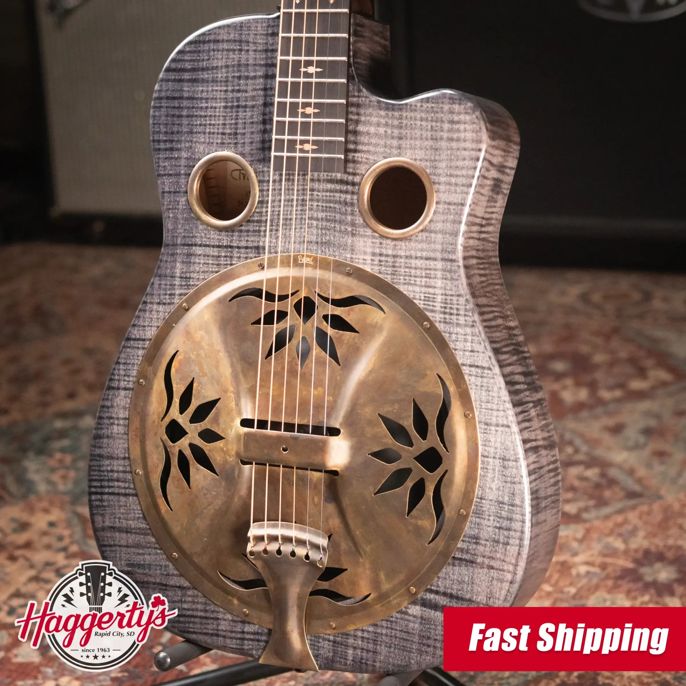 Beard Trailhead E RN Cutaway Acoustic Resonator - Black Ice Curly Maple with Hardshell Case