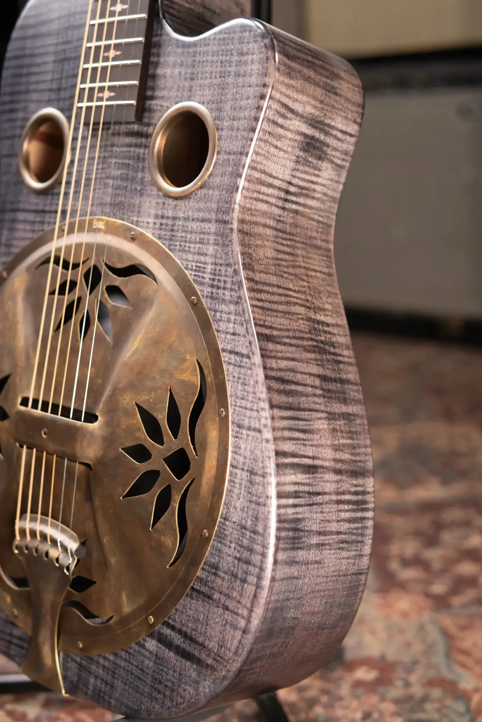 Beard Trailhead E RN Cutaway Acoustic Resonator - Black Ice Curly Maple with Hardshell Case