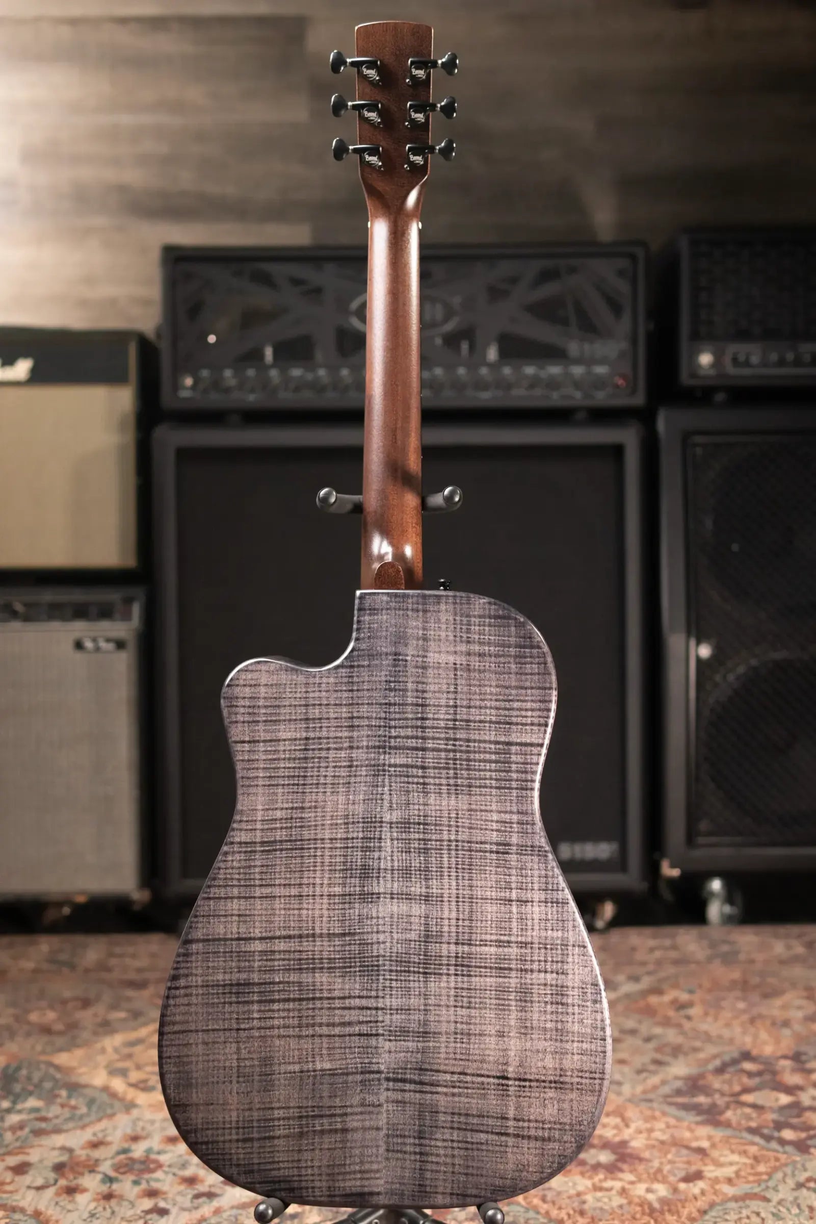 Beard Trailhead E RN Cutaway Acoustic Resonator - Black Ice Curly Maple with Hardshell Case