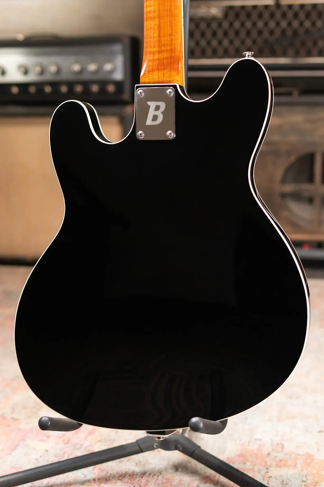 BilT Volare Custom Semi-Hollowbody Electric Guitar - Black with Hardshell Case - Used