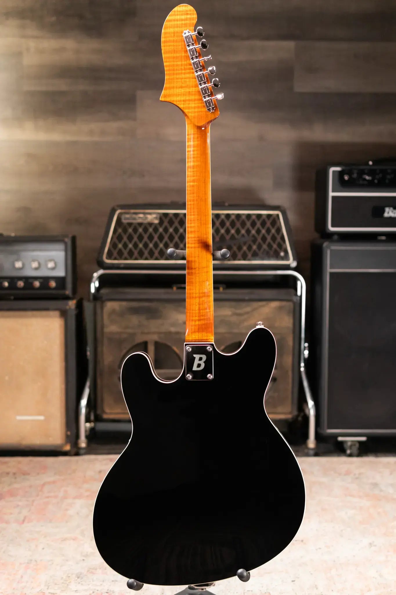 BilT Volare Custom Semi-Hollowbody Electric Guitar - Black with Hardshell Case - Used