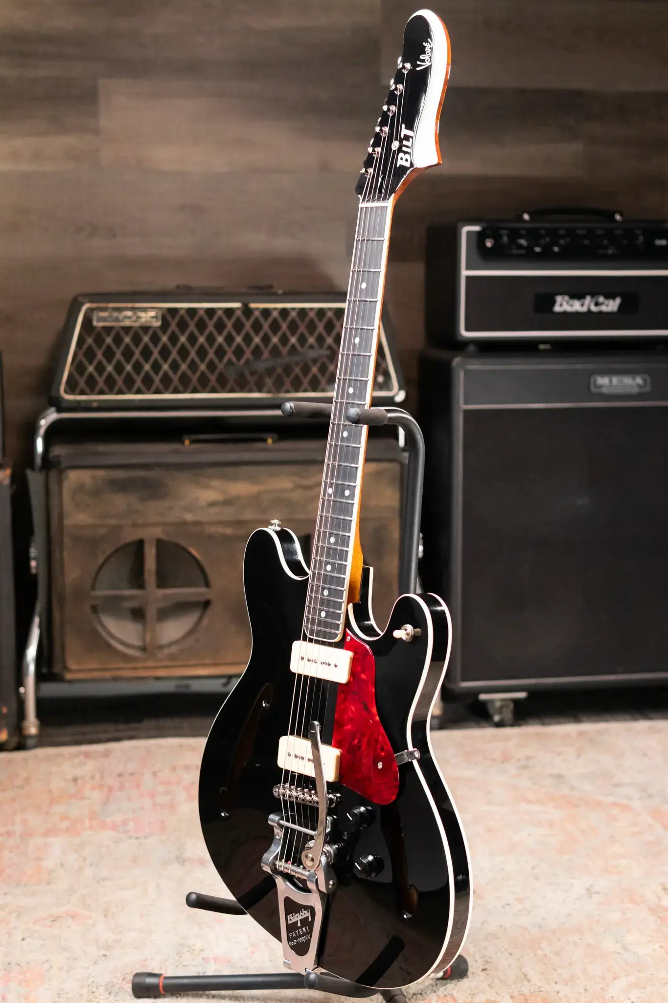 BilT Volare Custom Semi-Hollowbody Electric Guitar - Black with Hardshell Case - Used