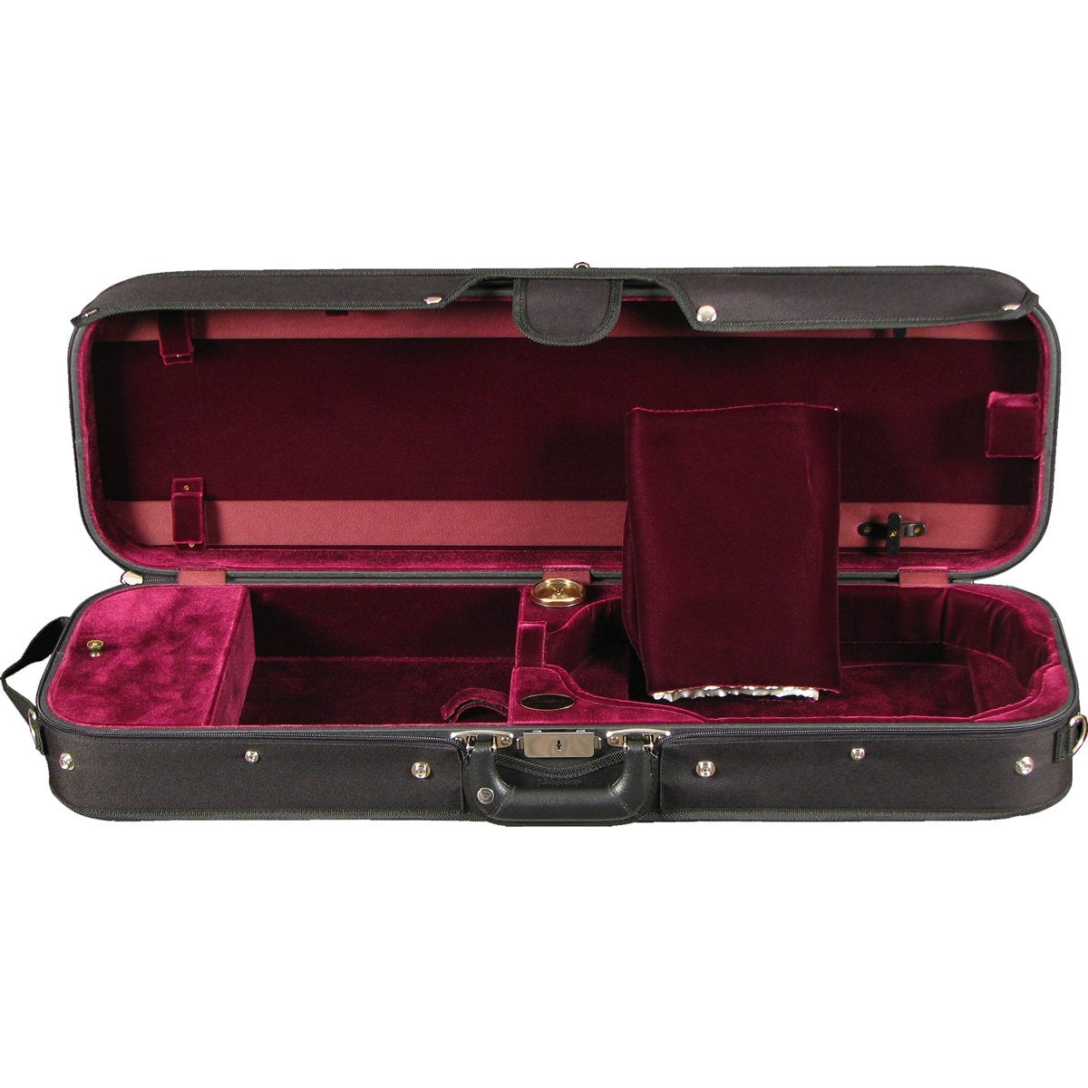 Bobelock 1002 Wooden Oblong Violin Case- 4/4 Black/Red