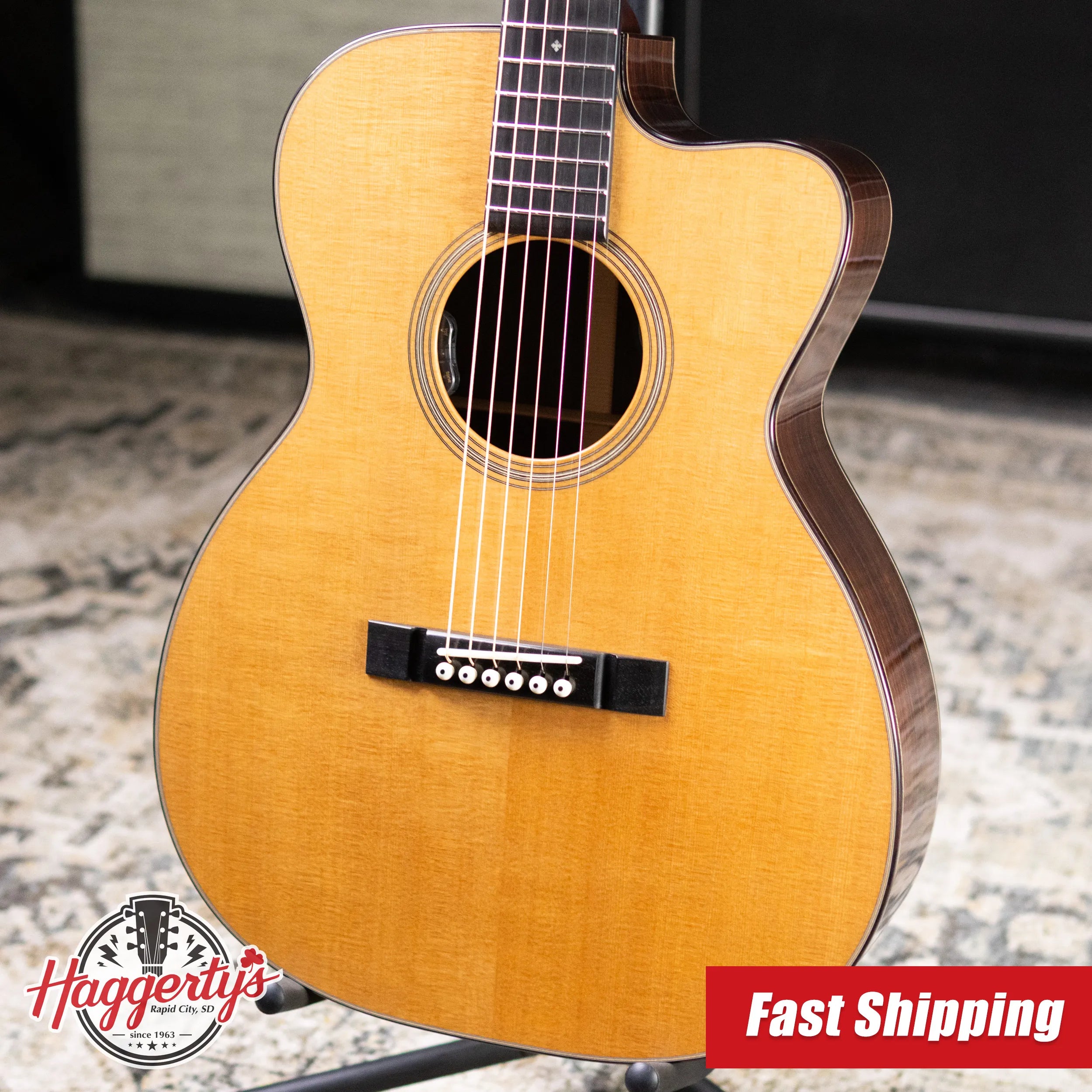 Bourgeios OMCE/DE Soloist Downeast Series Acoustic/Electric Guitar - Thermo-Cured Sitka Spruce/Indian Rosewood with Hardshell Case