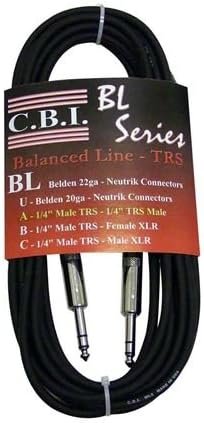 CBI BLA-10 Balanced 1/4" TRS to TRS Cable, 10FT