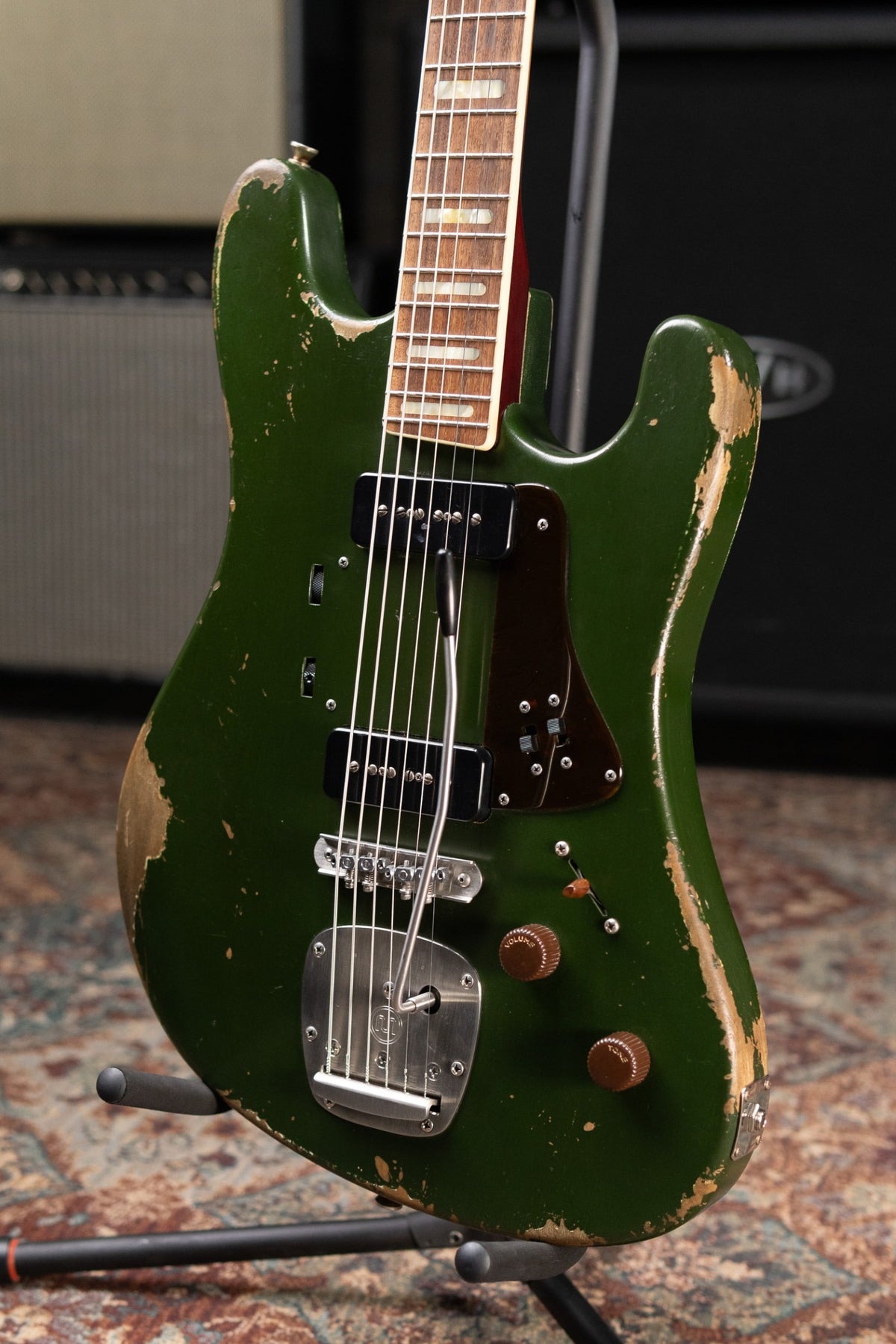 Castedosa #37 Conchers Baritone with La Raza Octave Fuzz Circuit - Aged Cadillac Green Metallic with Hardshell Case - Used