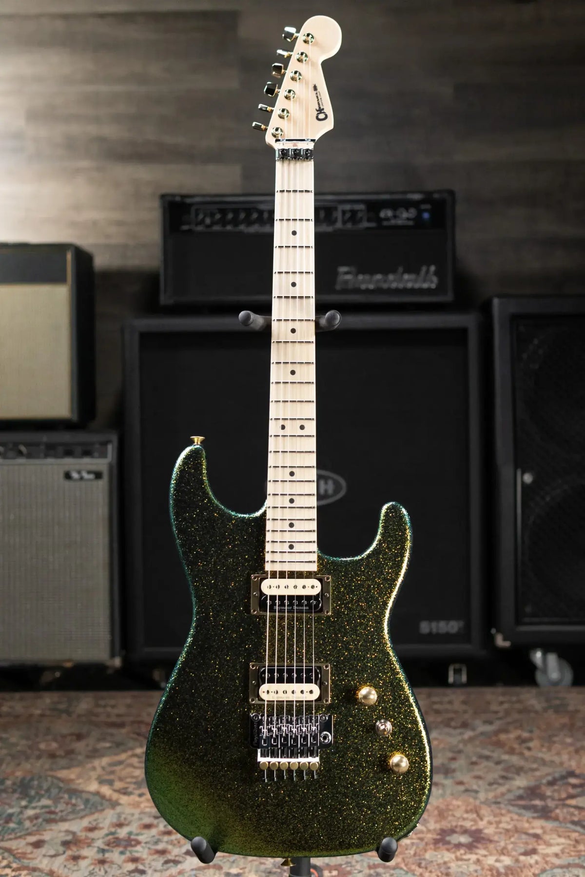Charvel Custom Shop San Dimas Special Edition 2H FR Electric Guitar - Scarab Sparkle with Hardshell Case