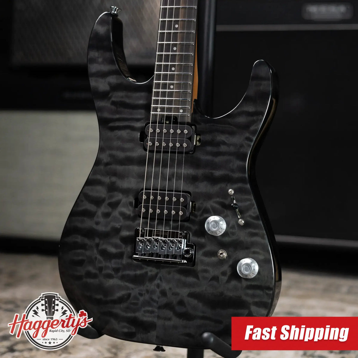 Charvel Pro-Mod Plus Dinky DK24 HH 2PT E QM Electric Guitar - Midnight Ocean with Gig Bag