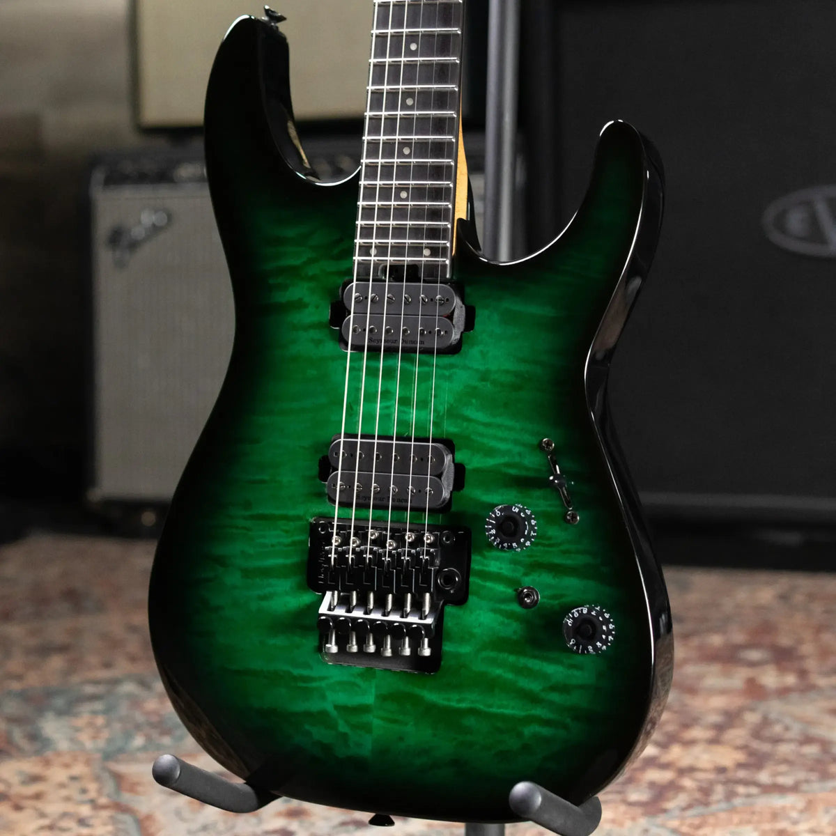 Charvel Pro-Mod Plus Dinky DK24 HH FR QM EB Electric Guitar - Cloaked Emerald Green with Gig Bag