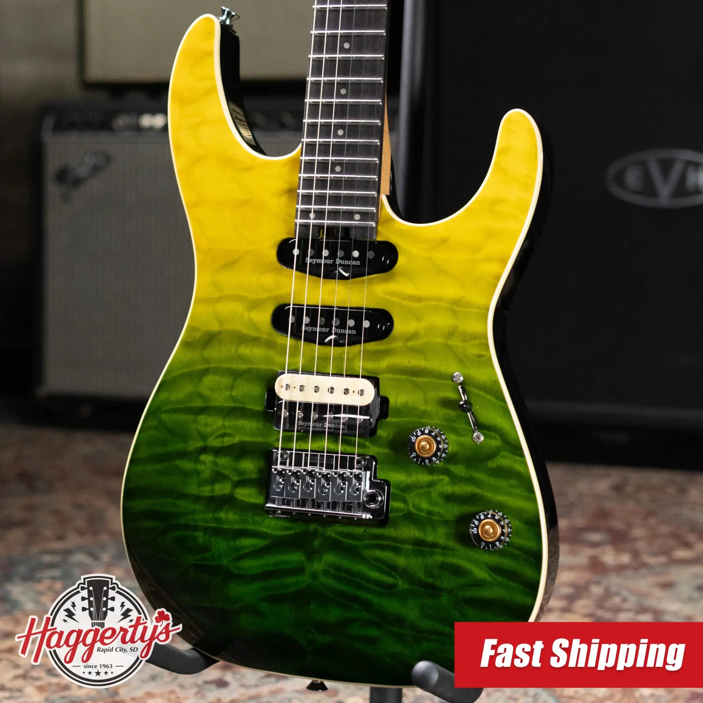 Charvel Pro-Mod Plus Dinky DK24 HSS 2PT QM Electric Guitar - Zombie Fade with Gig Bag