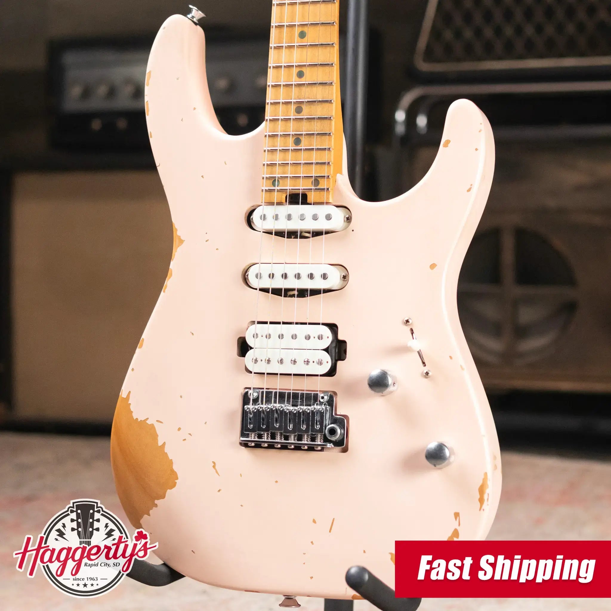 Charvel Rick Graham Signature Pro-Mod DK24 2PT MPL Electric Guitar - Worn Shell Pink with Hardshell Gig Bag