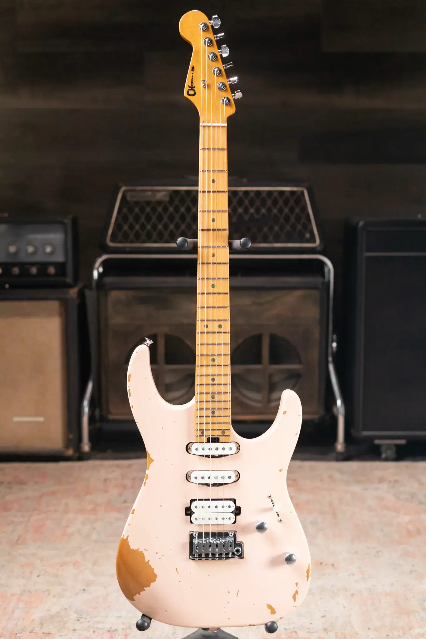 Charvel Rick Graham Signature Pro-Mod DK24 2PT MPL Electric Guitar - Worn Shell Pink with Hardshell Gig Bag