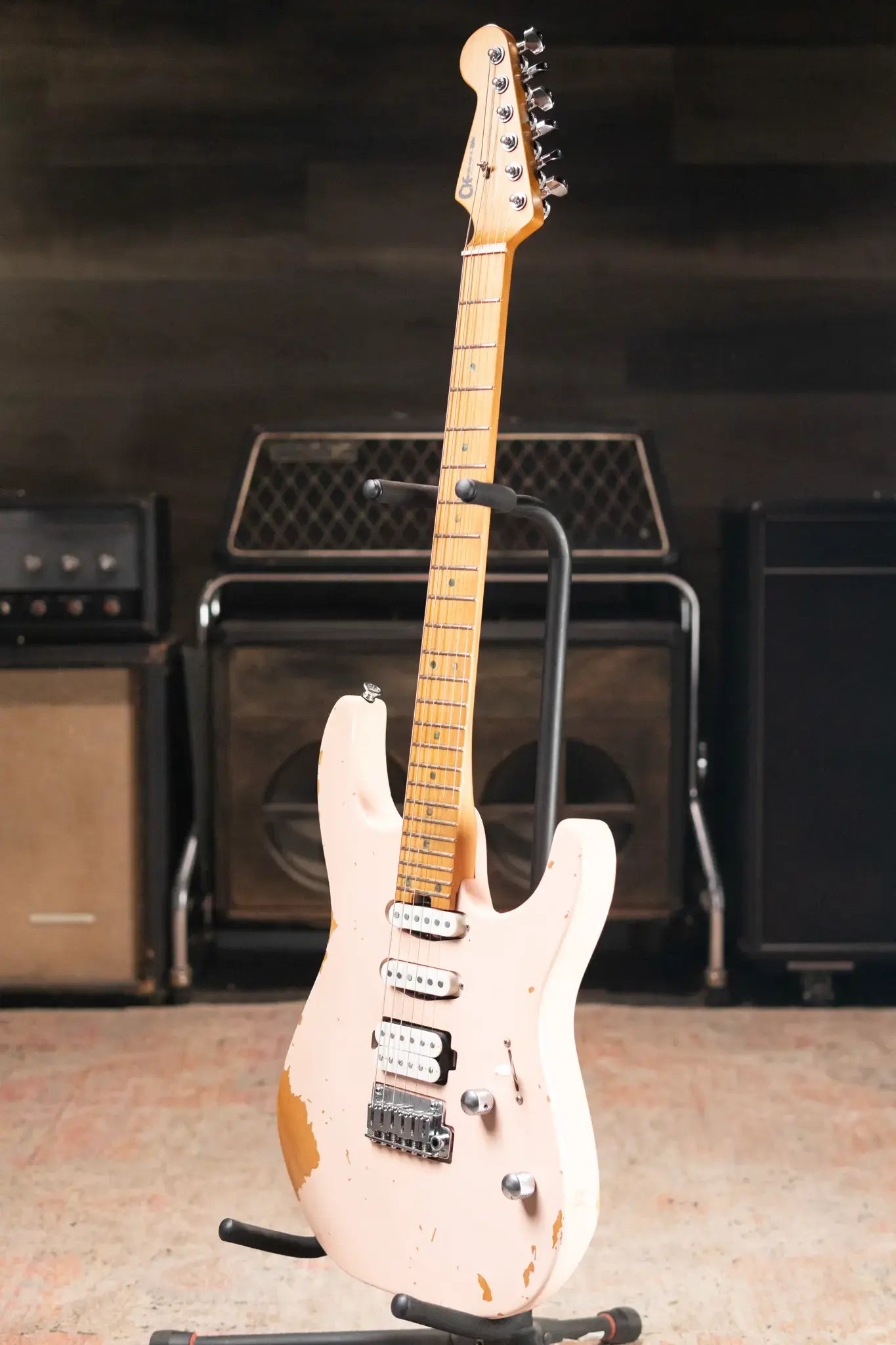 Charvel Rick Graham Signature Pro-Mod DK24 2PT MPL Electric Guitar - Worn Shell Pink with Hardshell Gig Bag