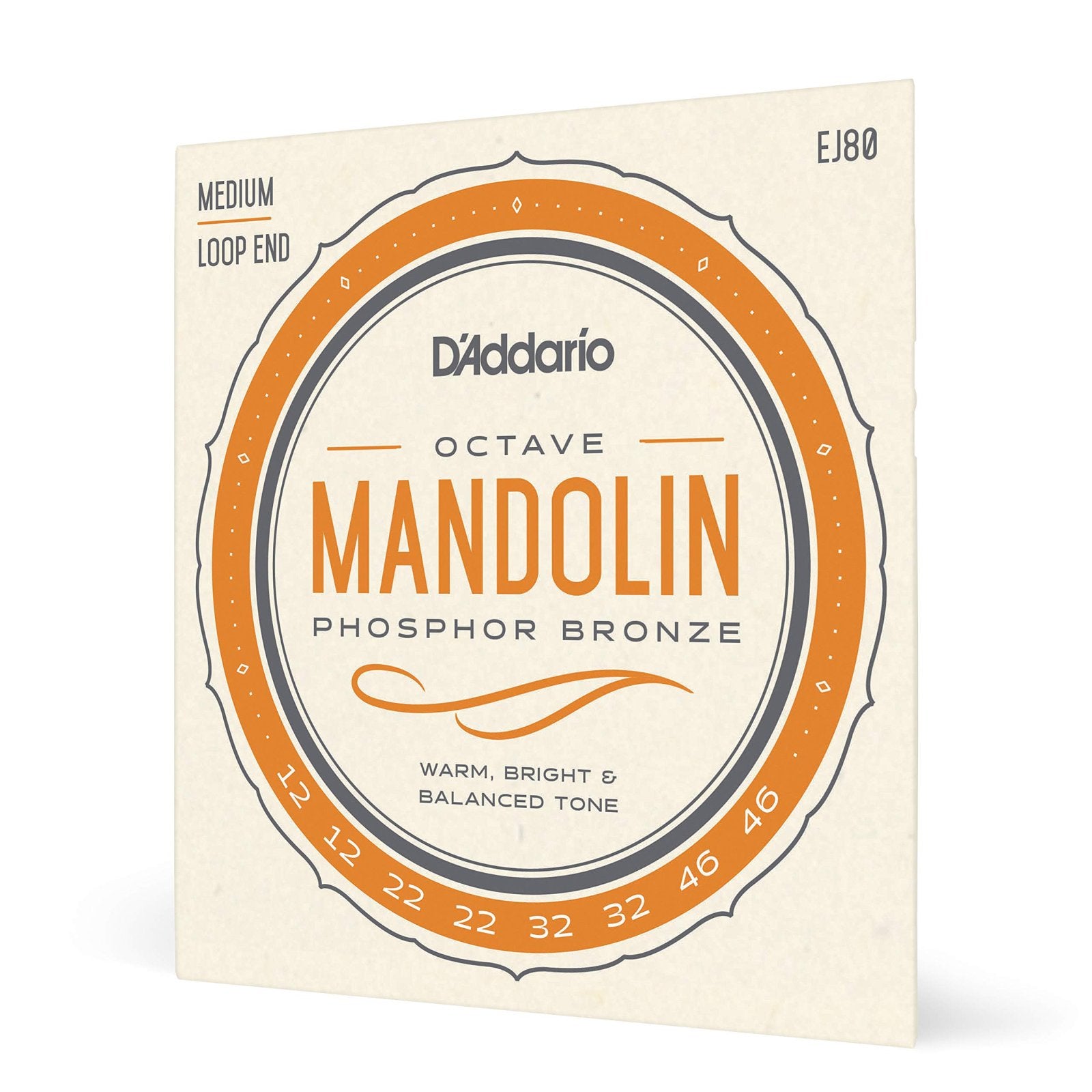 D'Addario EJ80 Octave Mandolin Strings, Medium, 12-46 Phosphor Bronze