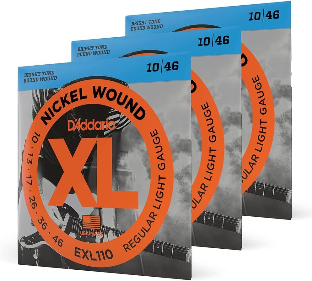 D'Addario EXL110-3D Nickel Wound Electric Guitar Strings 10-46, 3 Sets