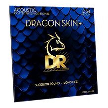 DR Strings Dragon Skin+ Phosphor Bronze Coated Acoustic Guitar Strings - Light .012-.054