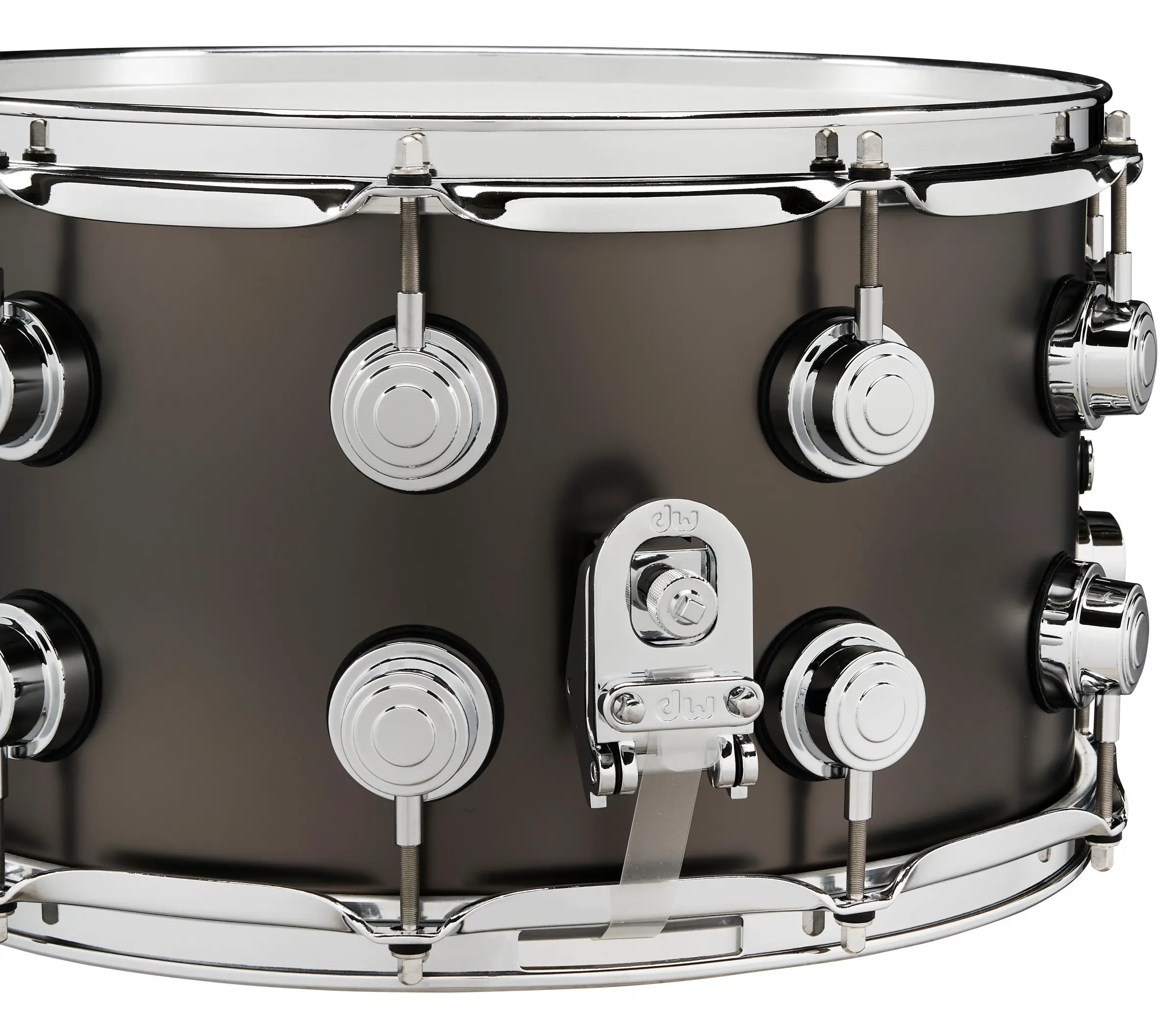 DW Collector's 8"x14" Black Satin over Brass Snare
