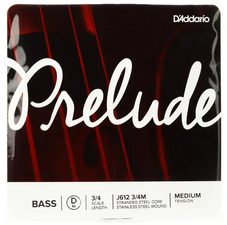 D'Addario J612 3/4M Prelude Bass Single D String 3/4 Scale Medium Tension