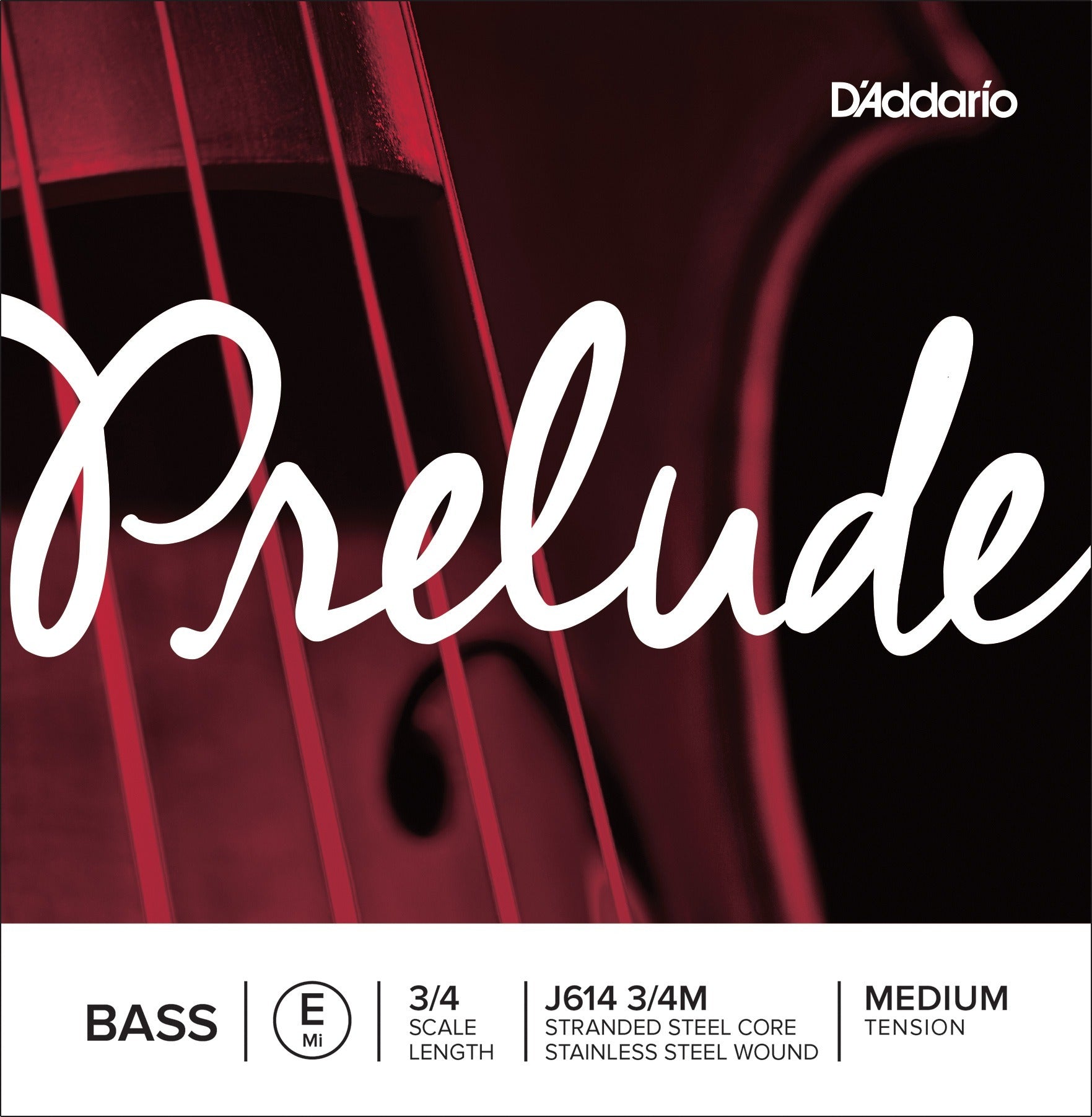 D'Addario J614 3/4M Prelude Bass Single E String 3/4 Scale Medium Tension