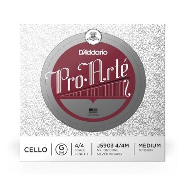 D'Addario Pro Arte Single Cello String G Nylon Core, Silver Wound Medium Tension J5903 4/4M