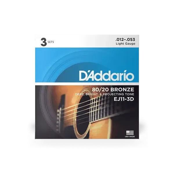 D'addario EJ11-3D 80/20 Bronze 12-53 3 Pack