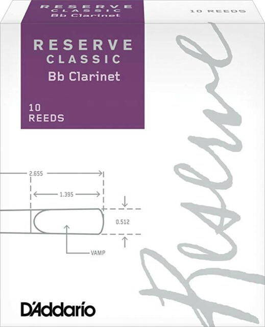 D'addario Reserve Classic Bb Clarinet Reeds, Strength 3.0, 10-Pack